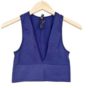 Out From Under Navy Blue Ribbed Cropped Tank Top Sz M